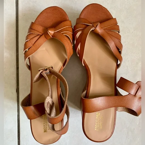 Mossimo Cognac Erie Cork Style Wedge Strappy Sandals SIZE 10 - Picture 13 of 14